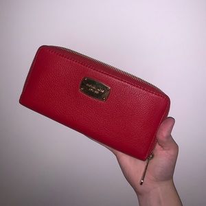 Michael Kors Red Zip-Up Wallet